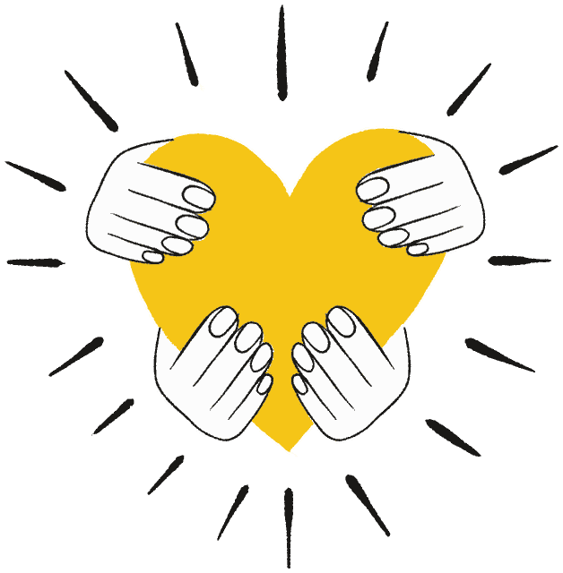 Símbolo de Fuerza Colectiva: un corazón sostenido por cuatro manos.